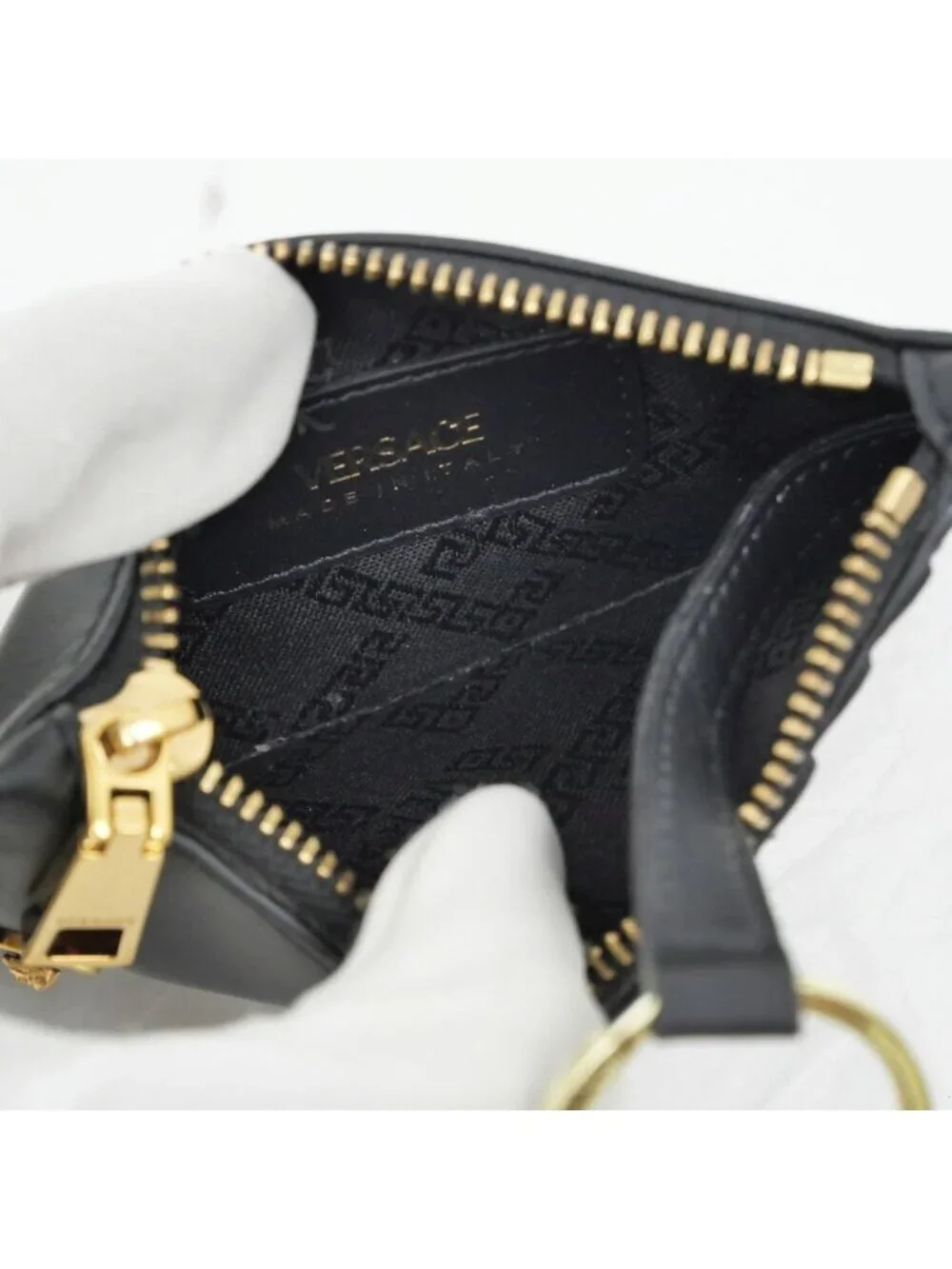 Versace Fragment Case Leather Black Medusa Gold Card
